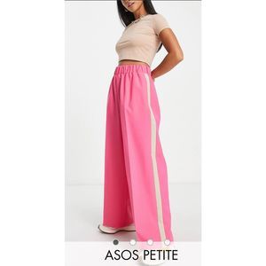 ASOS New Without Tag elastic waist side stripe pants in pink with stone stripe s